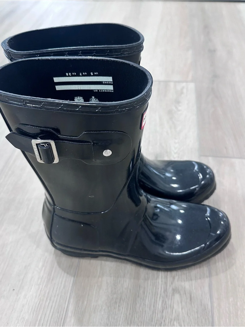 HUNTER original short gloss rain boots black womens size 7
